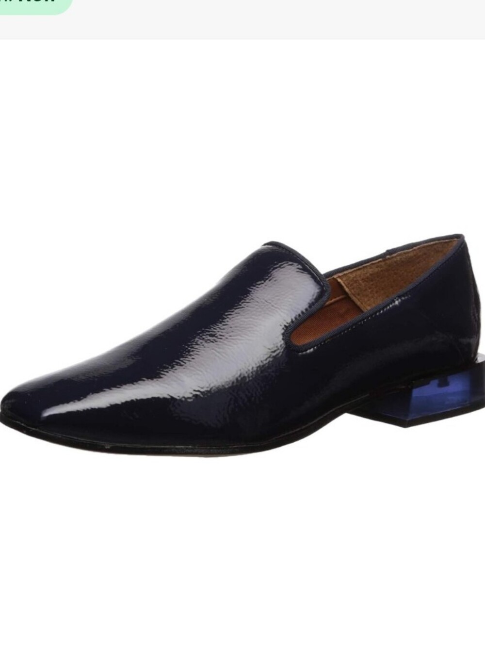 Franco Sarto Navy Patent Slip-On Loafer with Accent Heel